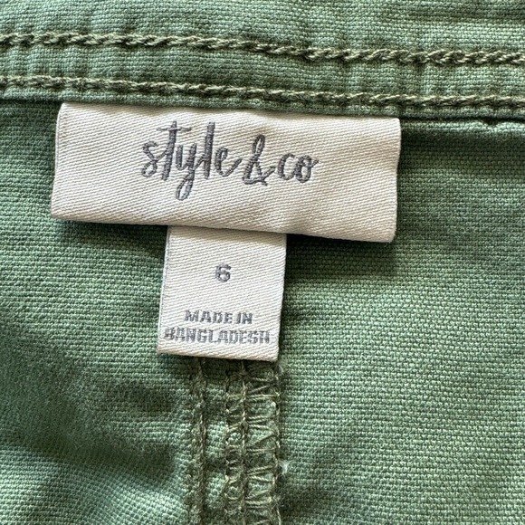 Style & Co SZ 6 Shorts Mid-Rise Pockets Zip-Fly Olive Green Womens New - Picture 6 of 8